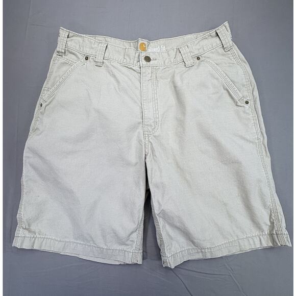 Carhartt Shorts Adult 36 Light Beige Relaxed Fit Work RN#14806 Men’s 10-inch - Picture 1 of 10